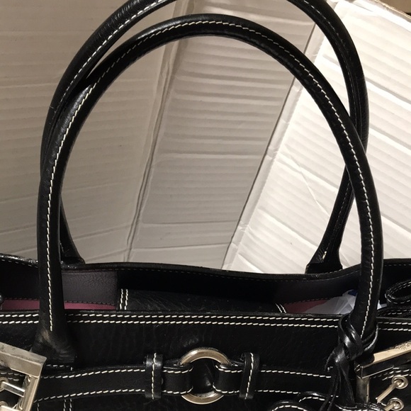 Luella leather satchel with rolled double handles and silver tone hardware. EUC - Picture 8 of 16